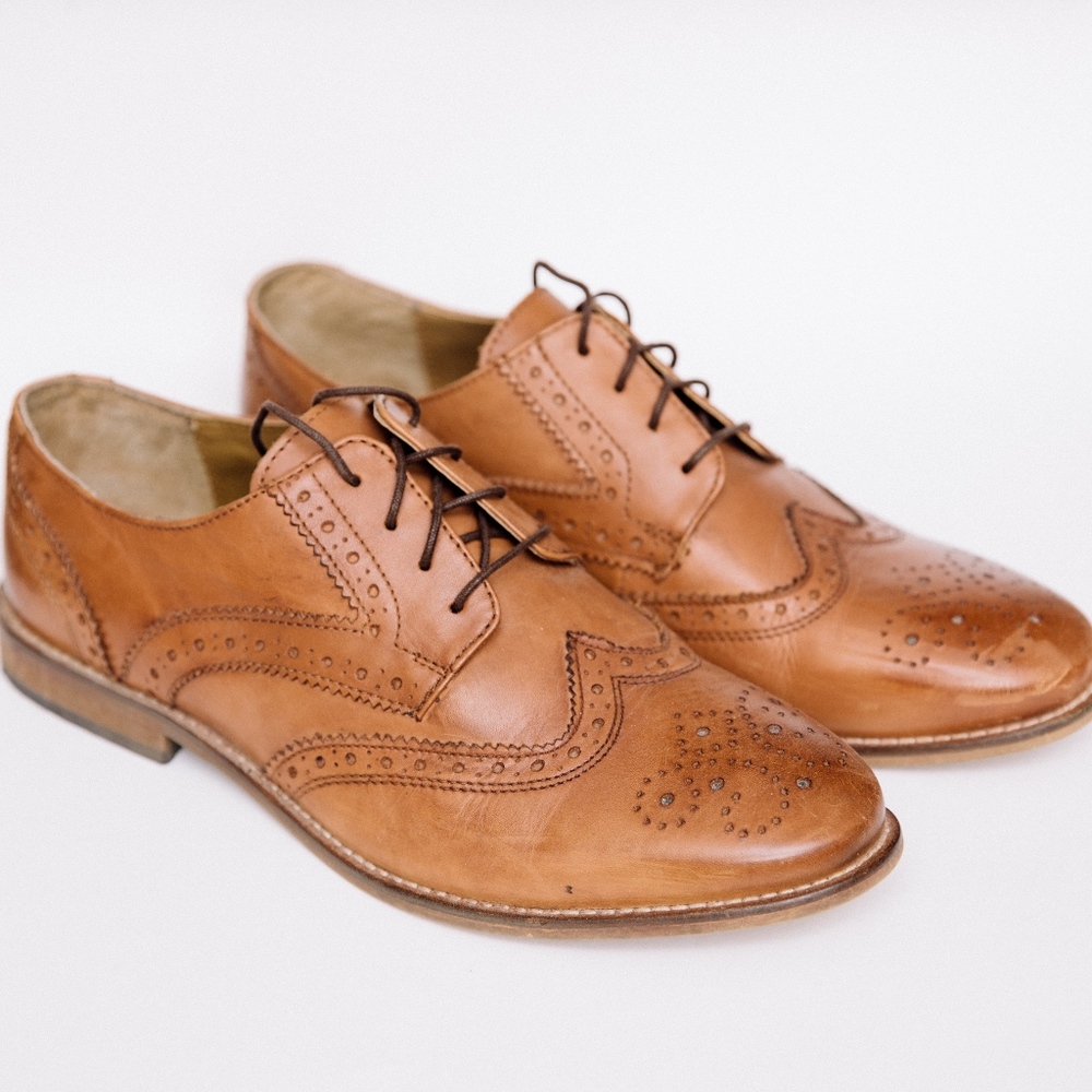 ASOS Oxford Brogue Shoes in Tan Leather